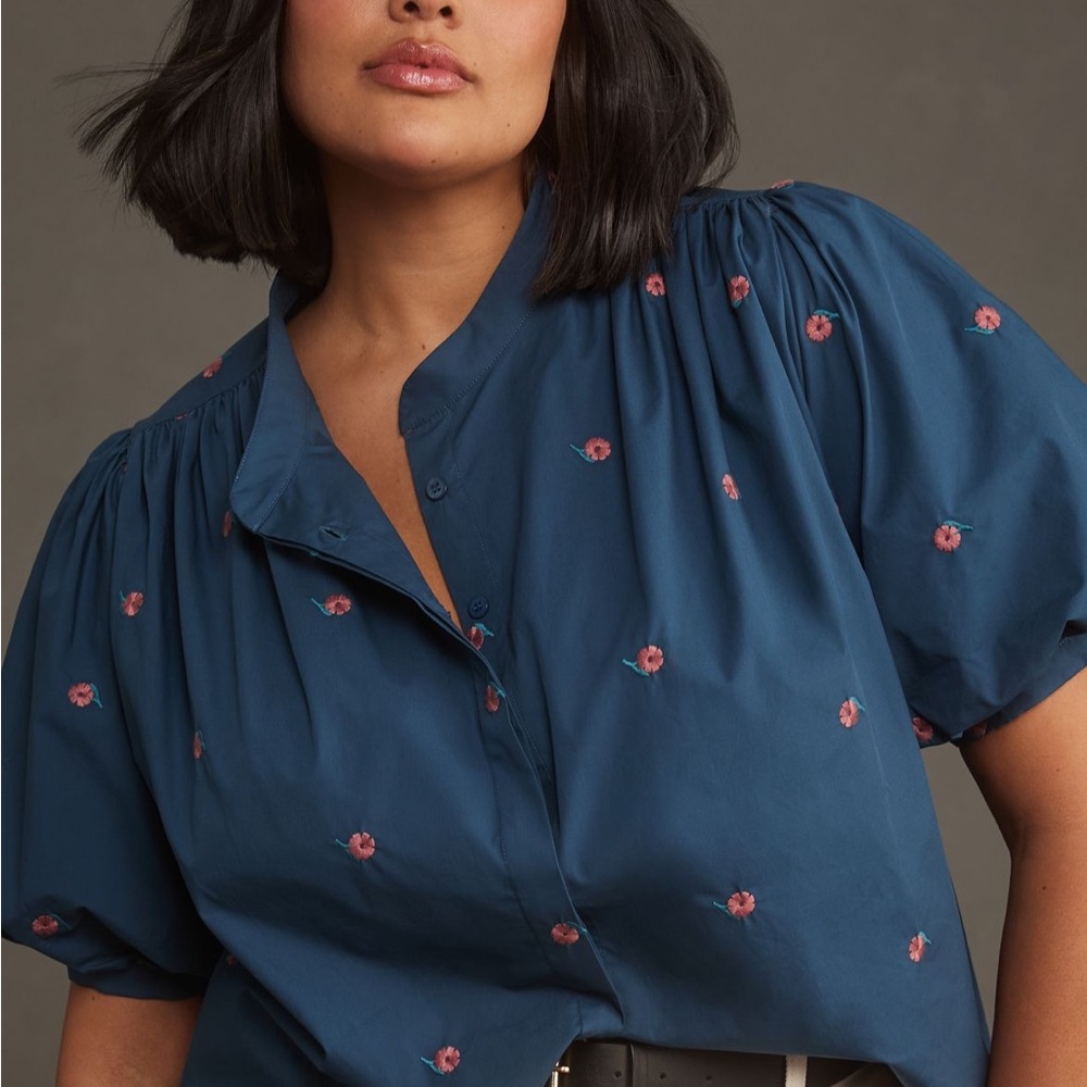 Mare Mare Puff-Sleeved Embroidered Top